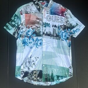 New GUESS Chao Printed Shirt SZ M